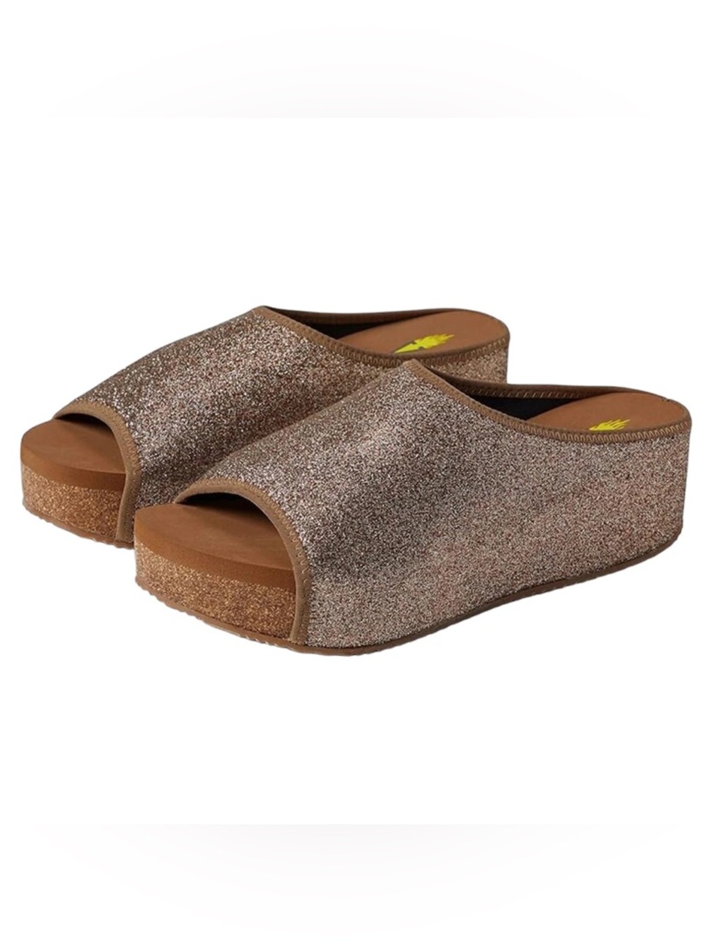 Volatile FESTINA Sparkly Stretch Knit Slip On Sandal Bronze Metallic SZ 6